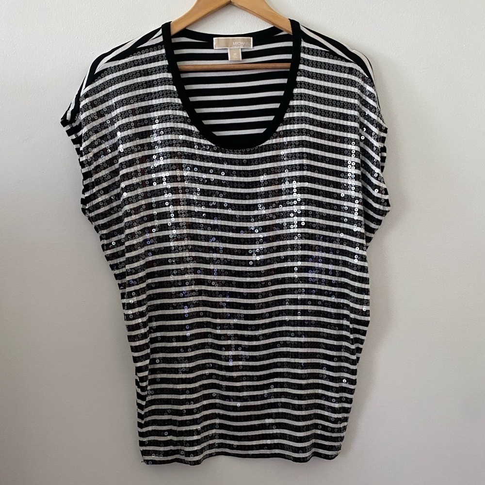 MICHAEL KORS Sequin Striped Top